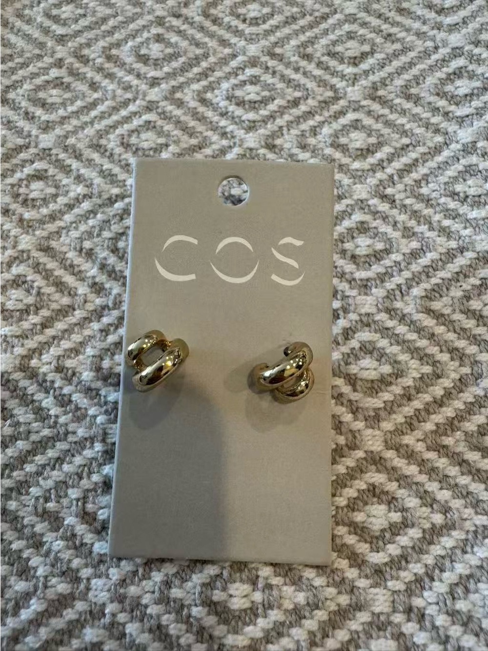 COS Double Twist Gold Hoop Stud Earrings